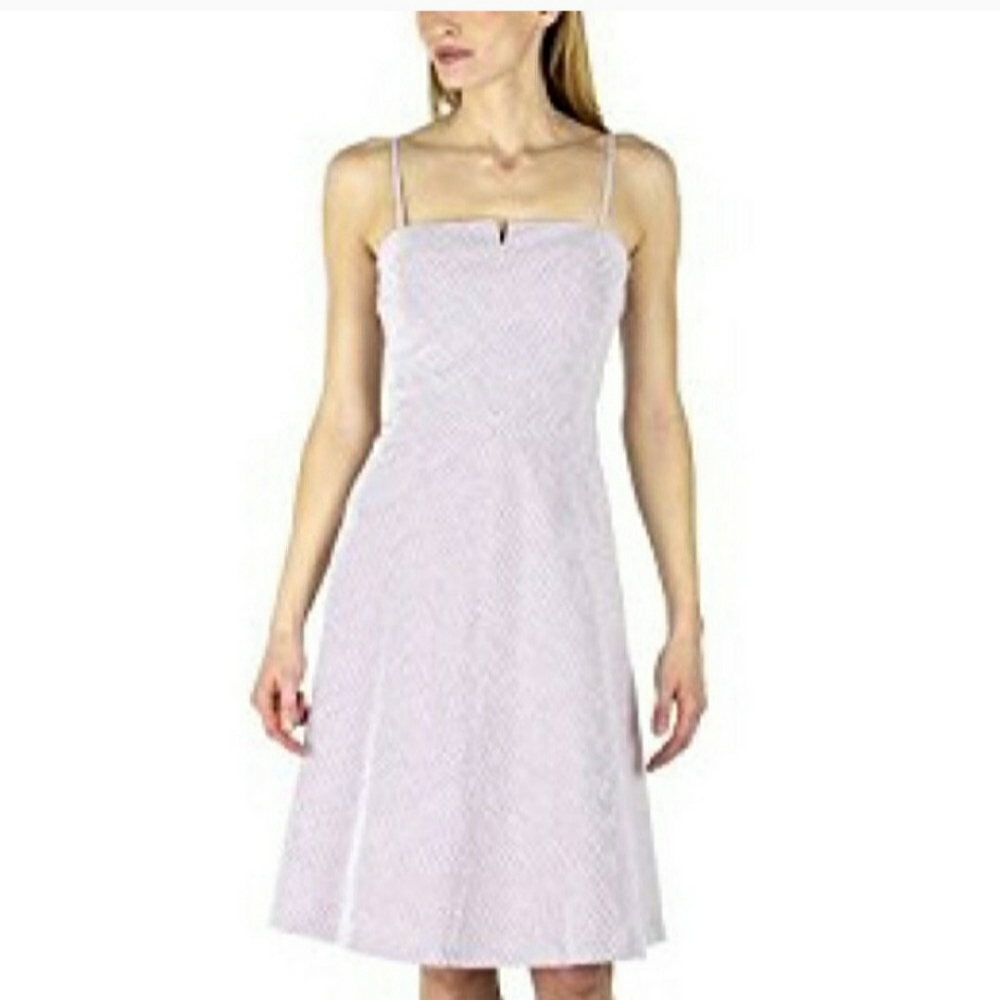Isaac Mizrahi Dress Seersucker Lavender and White Sz6